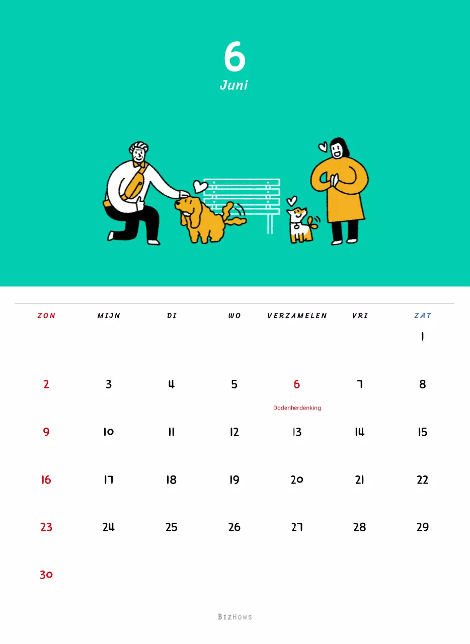 Nieuwjaarskalender met schattige illustraties