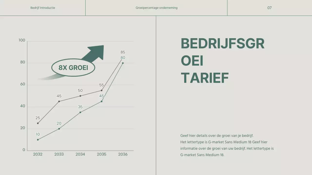 Een eenvoudig groen en beige bedrijfsprofiel