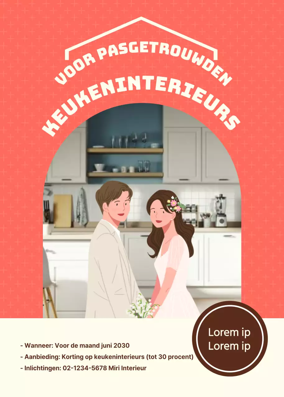 Een keukenevenement voor een veelkleurig pasgetrouwd stel
