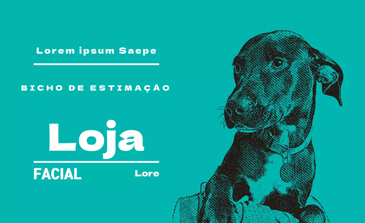 Etiqueta de loja de animais ilustrada turquesa