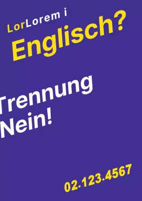 Ein einfaches Werbemittel mit lila und gelbem Text