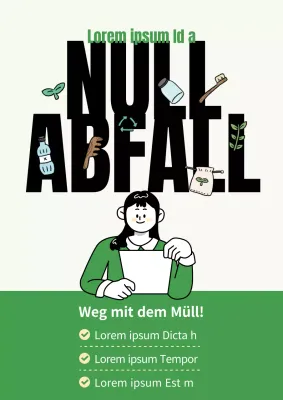Eine grüne und chartreusefarbene Zero-Waste-Ankündigung