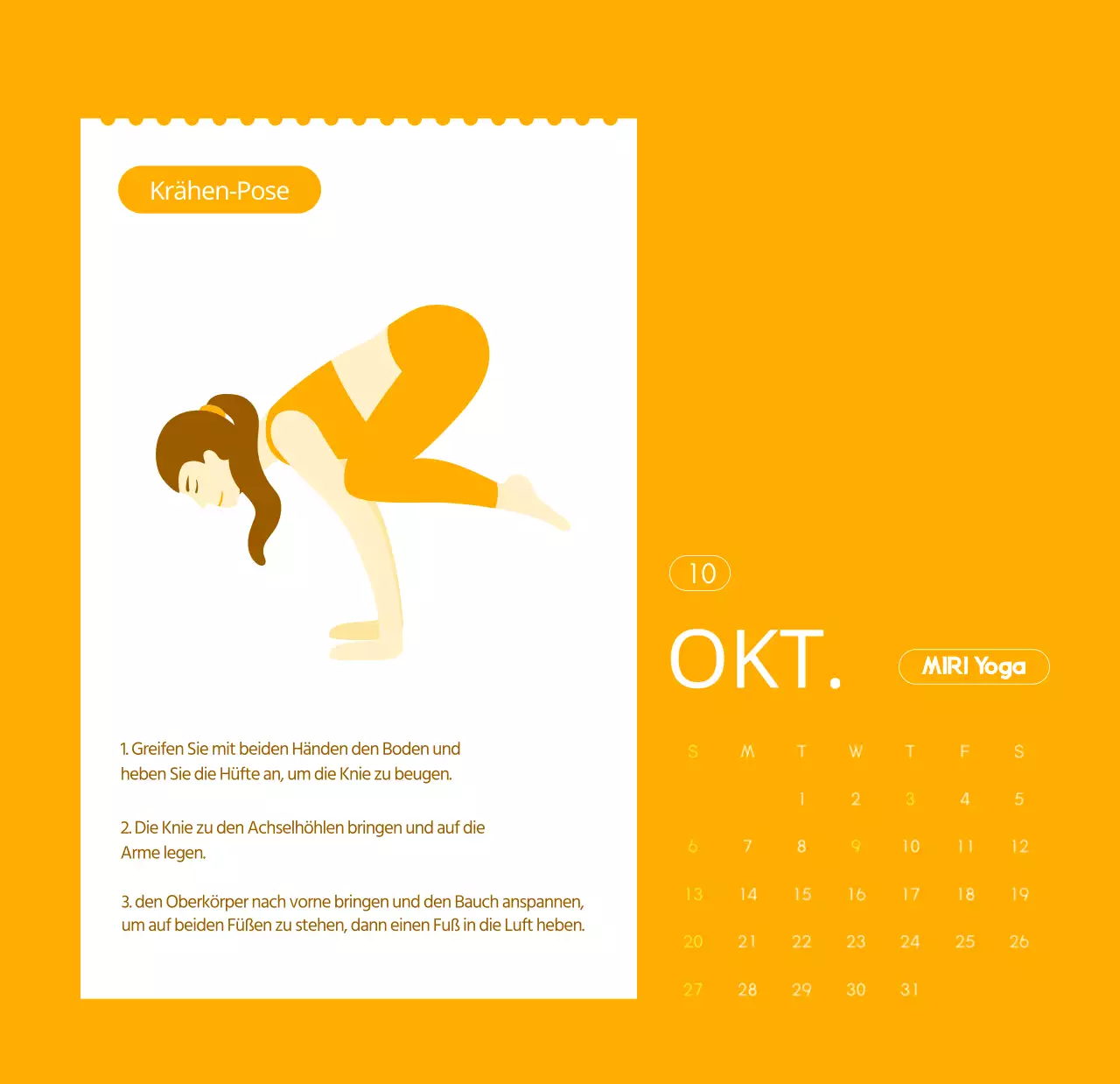 Orangefarbene Kalender zum Verschenken bei der Werbung für Ihr Yogastudio