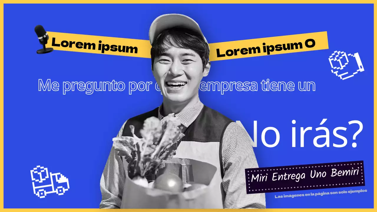Miniatura de entrevista con texto simple resaltado en azul