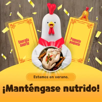 Personaje 3D Samgyetang tema con color amarillo y alegre concepto de animación