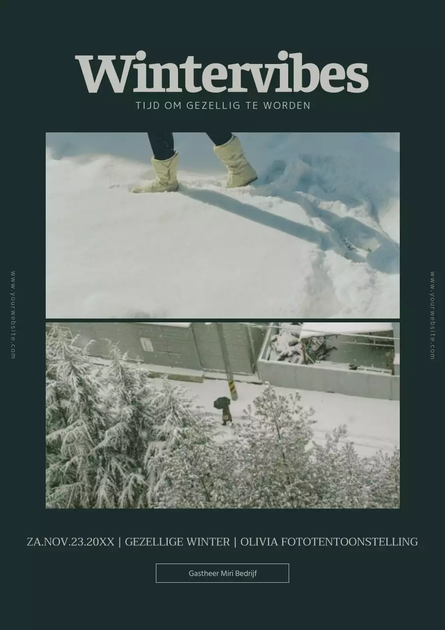 Emotionele winter hangmat sneeuw verticale poster in groen en wit