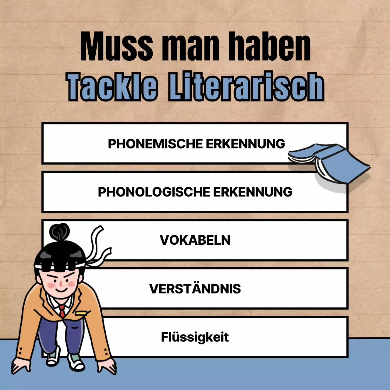 Alphabetisierungsakademie mit niedlichen Illustrationen in Rot und Schwarz