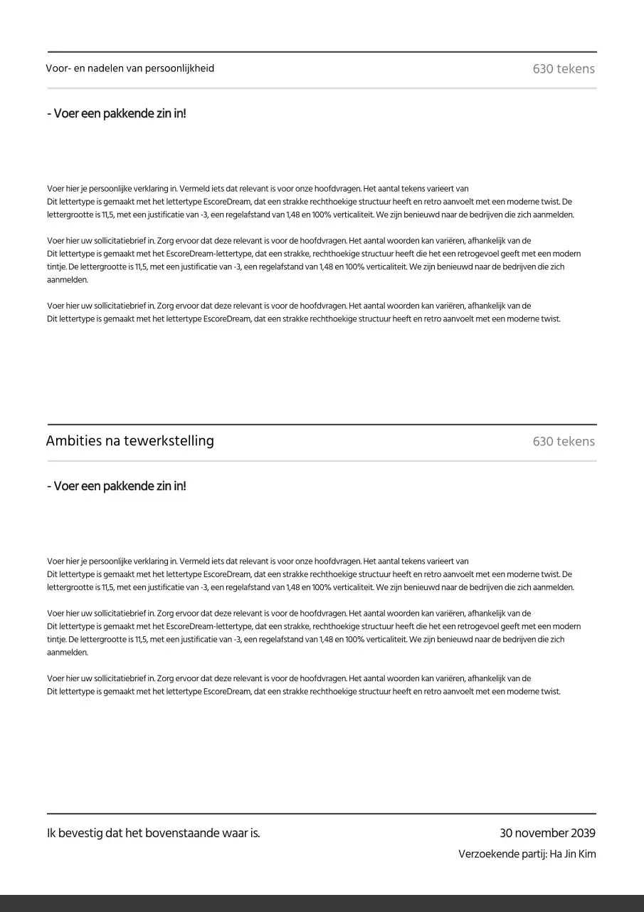 Een grijze en eenvoudige sollicitatiebrief