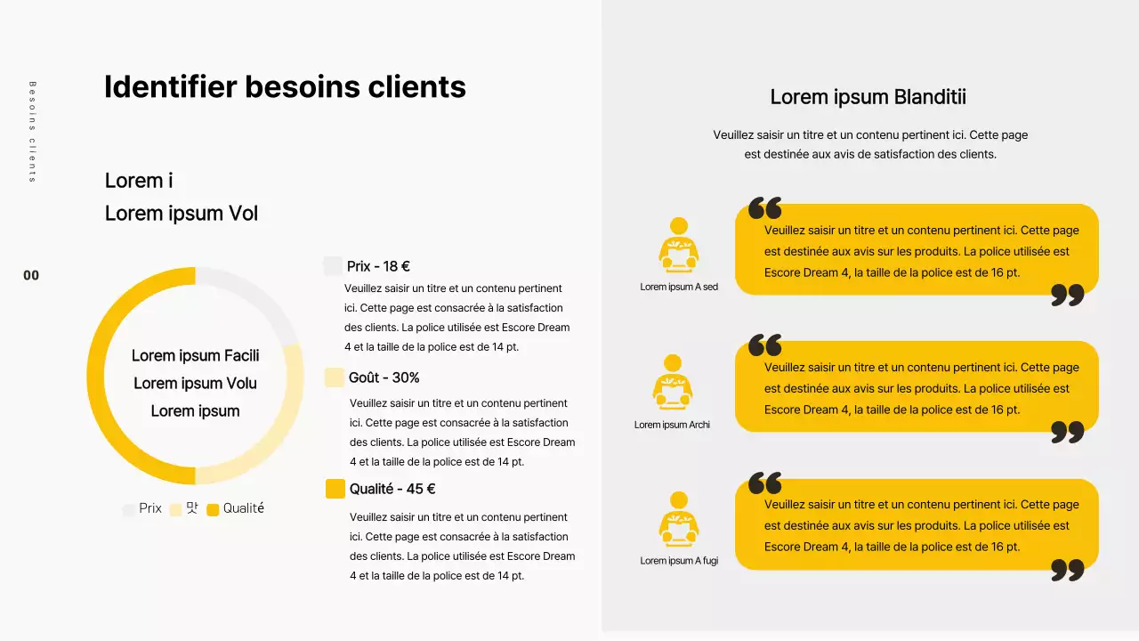 Présentation d'une proposition visant à promouvoir un nouveau produit jaune et brun