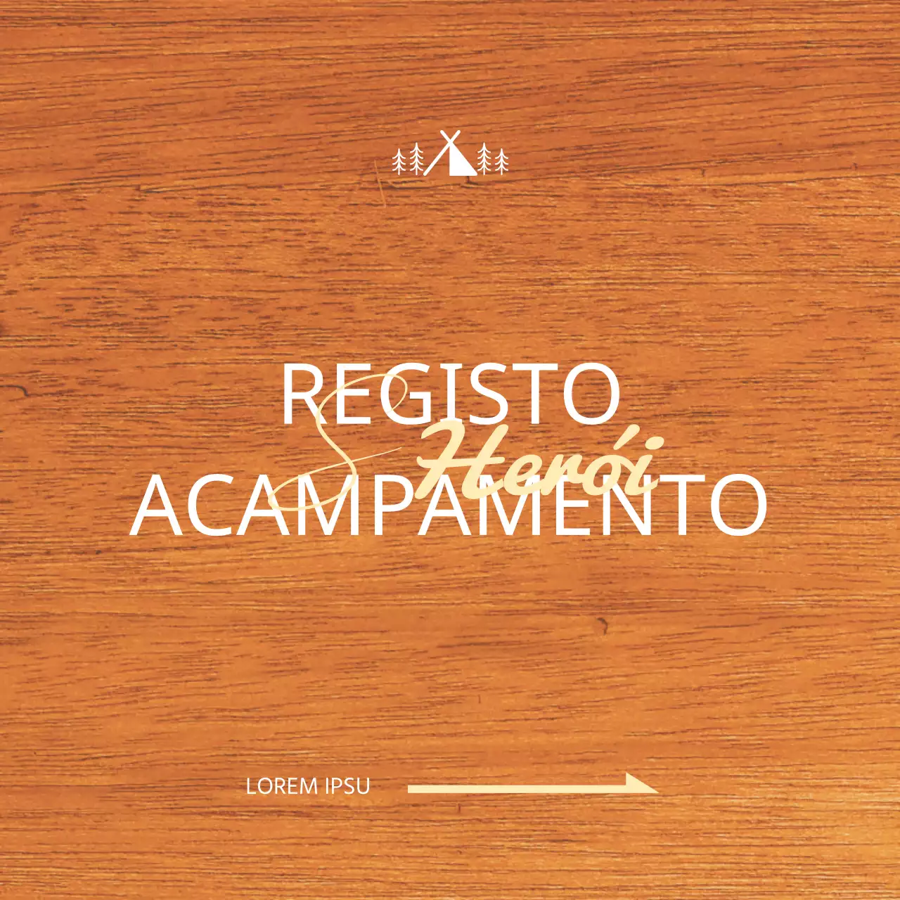 Um local de escritório num parque de campismo com um conceito emotivo que inclui ilustrações de parques de campismo em branco e amarelo