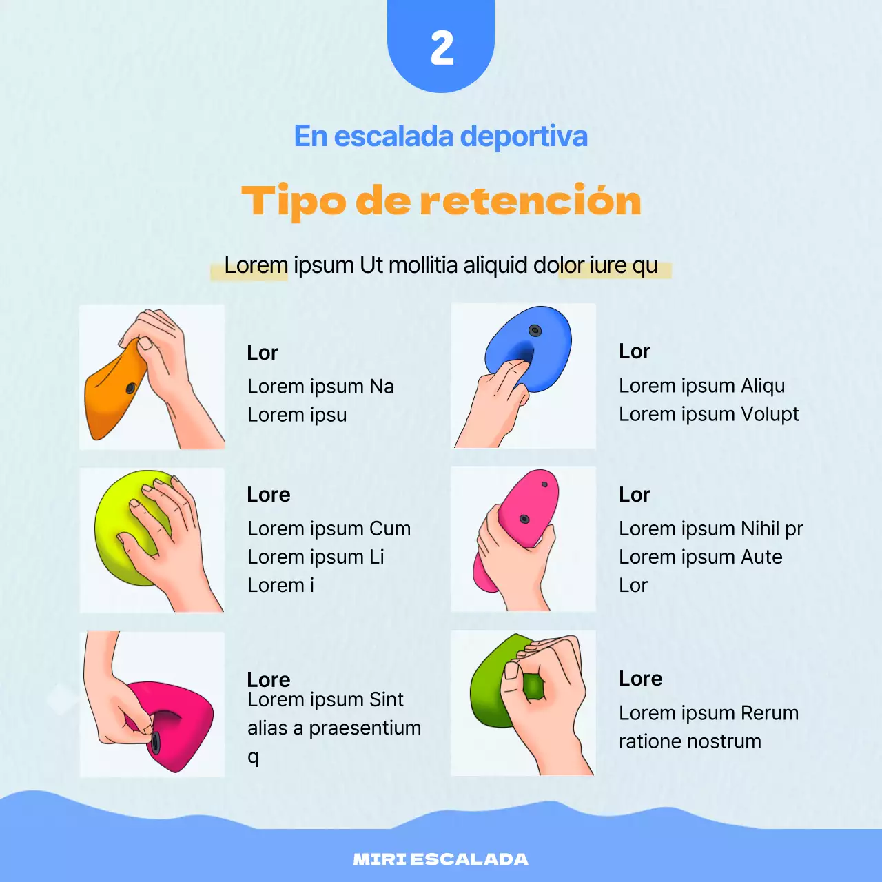 Fresca y dinámica tarjeta de escalada deportiva en naranja con fondo azulNoticias