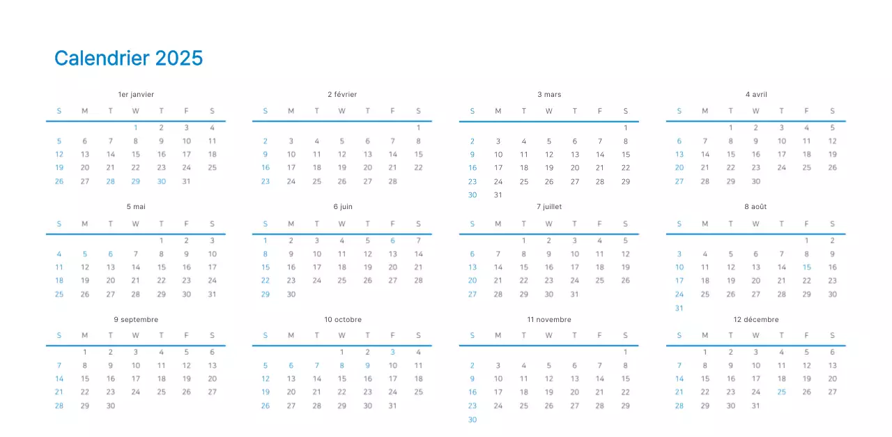 Calendrier de bureau blanc et simple