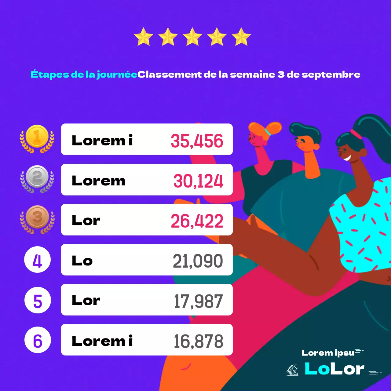 Poste de classement des marches avec une touche de violet