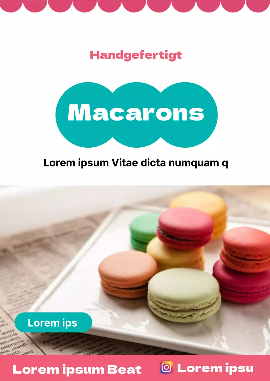 42899_Werbung für ein Menü mit hausgemachten Macarons