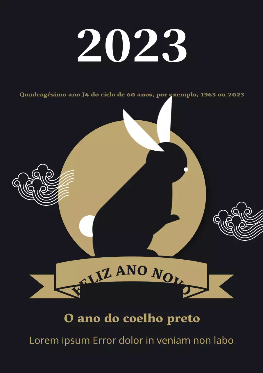Uma simples saudação de Ano Novo em dourado e preto