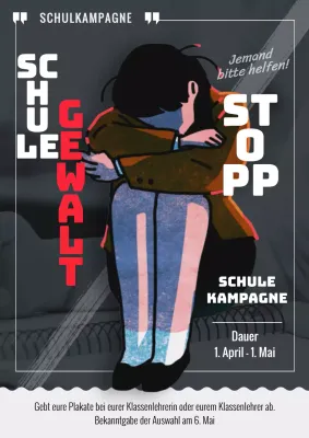 Anti-Mobbing-Kampagne mit roten Punkten auf grauem Hintergrund