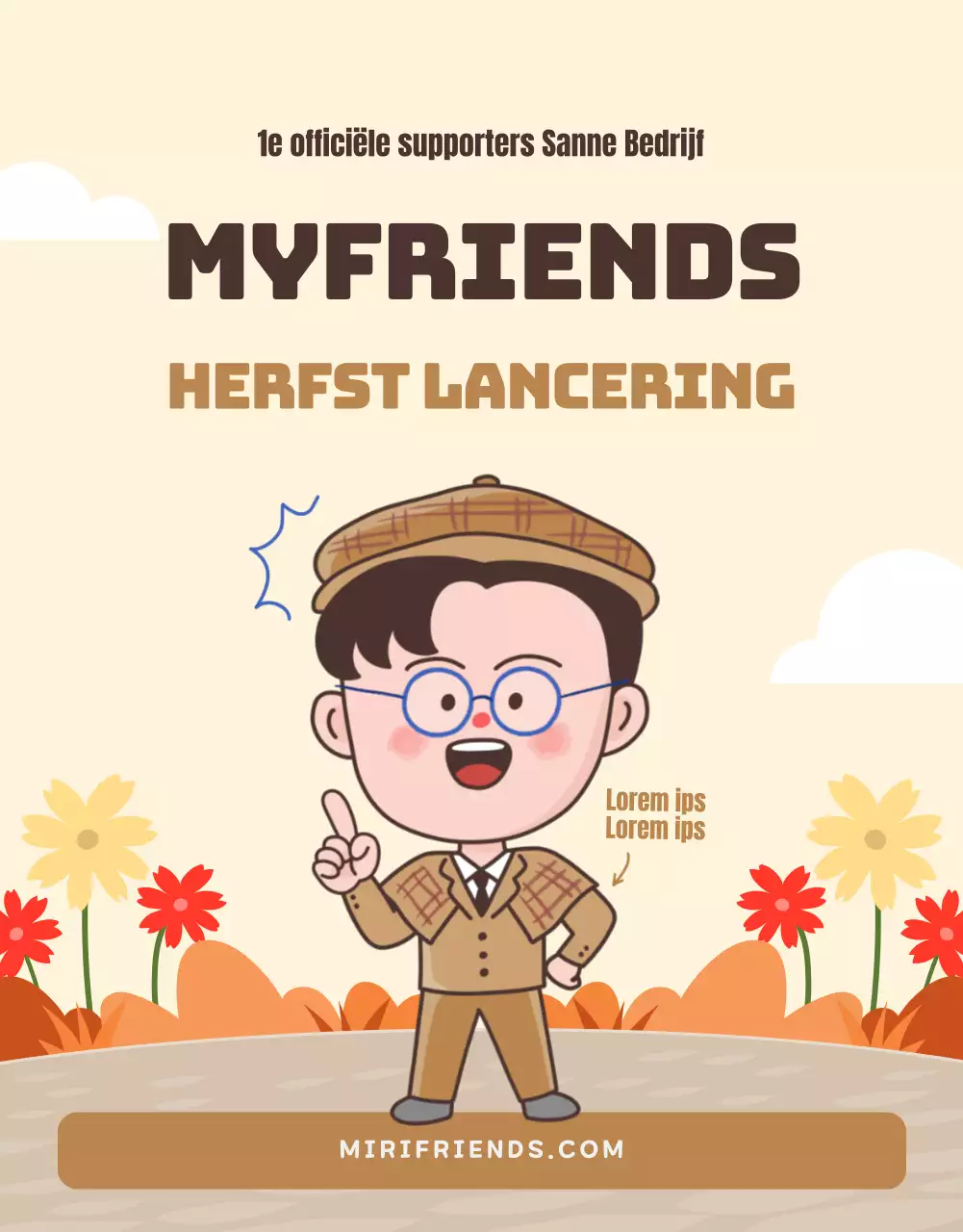 De lancering van de schattige bruine en gele MyriFriends Supporters