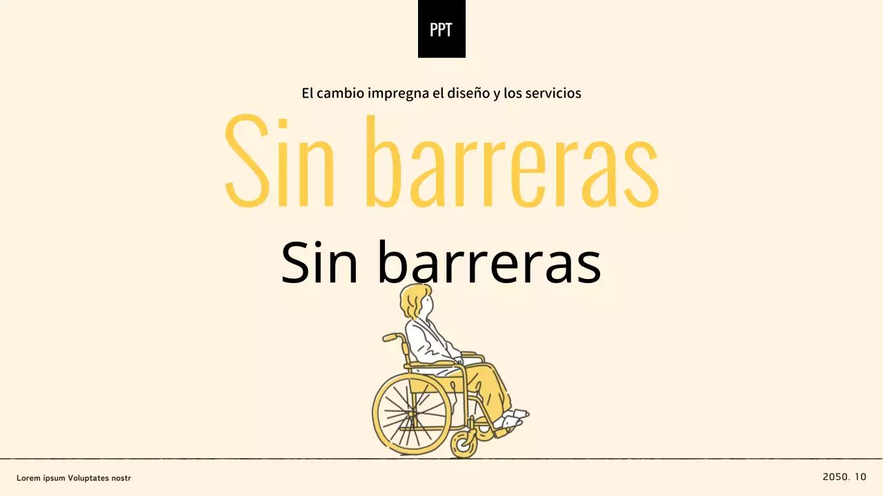 Presentación amarilla de diseño minimalista sin barreras