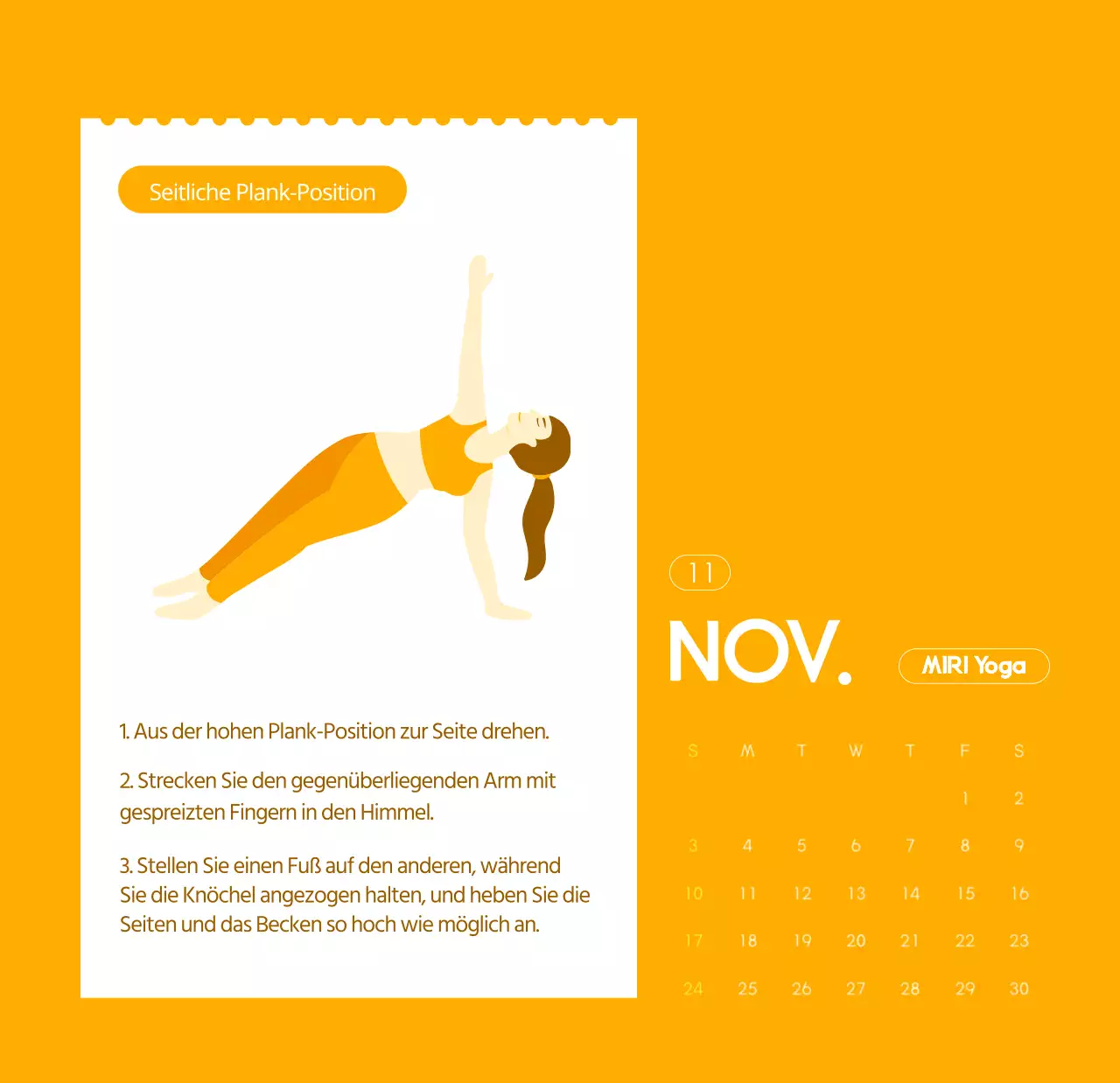 Orangefarbene Kalender zum Verschenken bei der Werbung für Ihr Yogastudio
