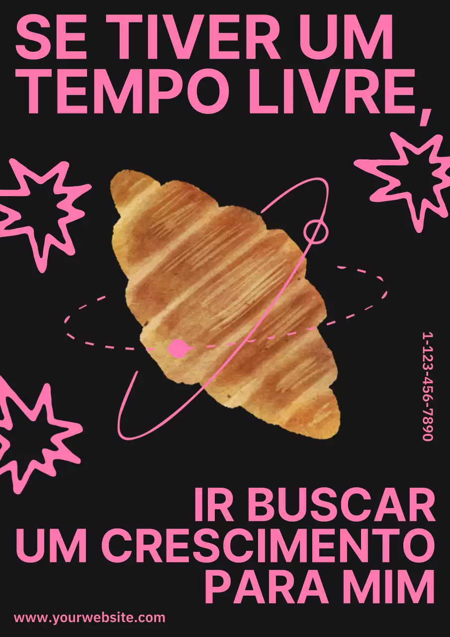 Webposter vertical do planeta croissant cor-de-rosa e preto