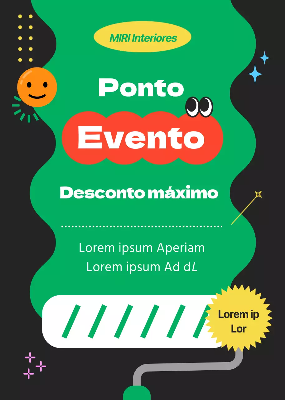 Conceito giro de evento pop-up com toques verdes