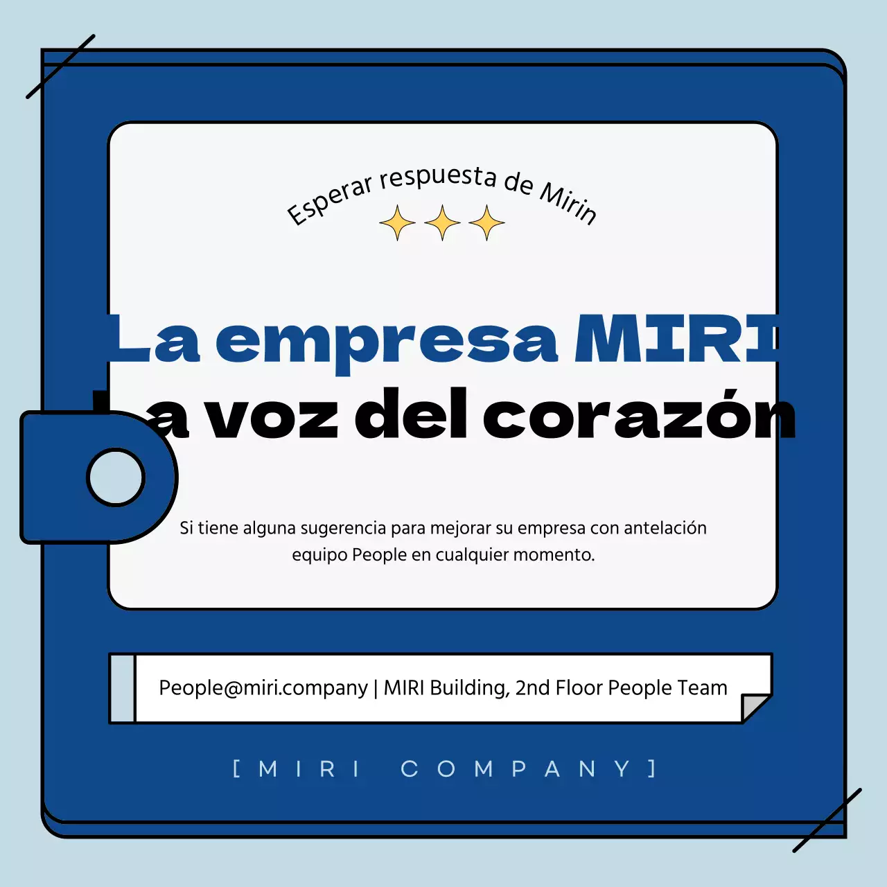 Guía de prestaciones de la empresa en cuaderno azul claro y azul marino