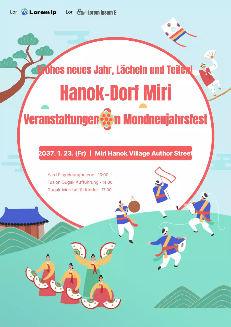 Rot Ein einfaches und farbenfrohes illustriertes Thema für ein chinesisches Neujahrsfest