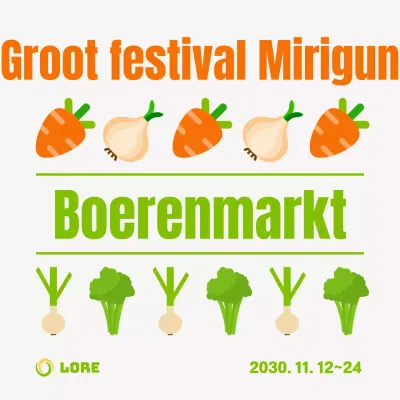Schattige groentepictogrammen in oranje en chartreuse kleuren om landbouwfestivals te promoten