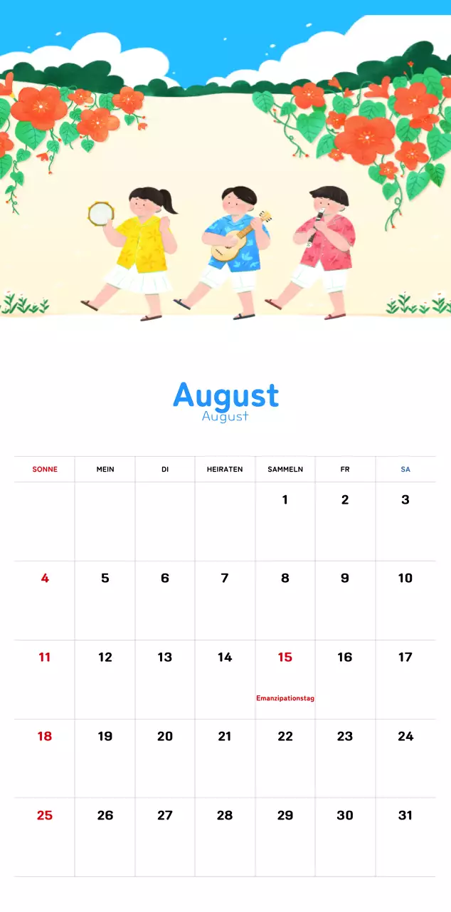 Ein warmer, illustrierter Kalender für das neue Jahr