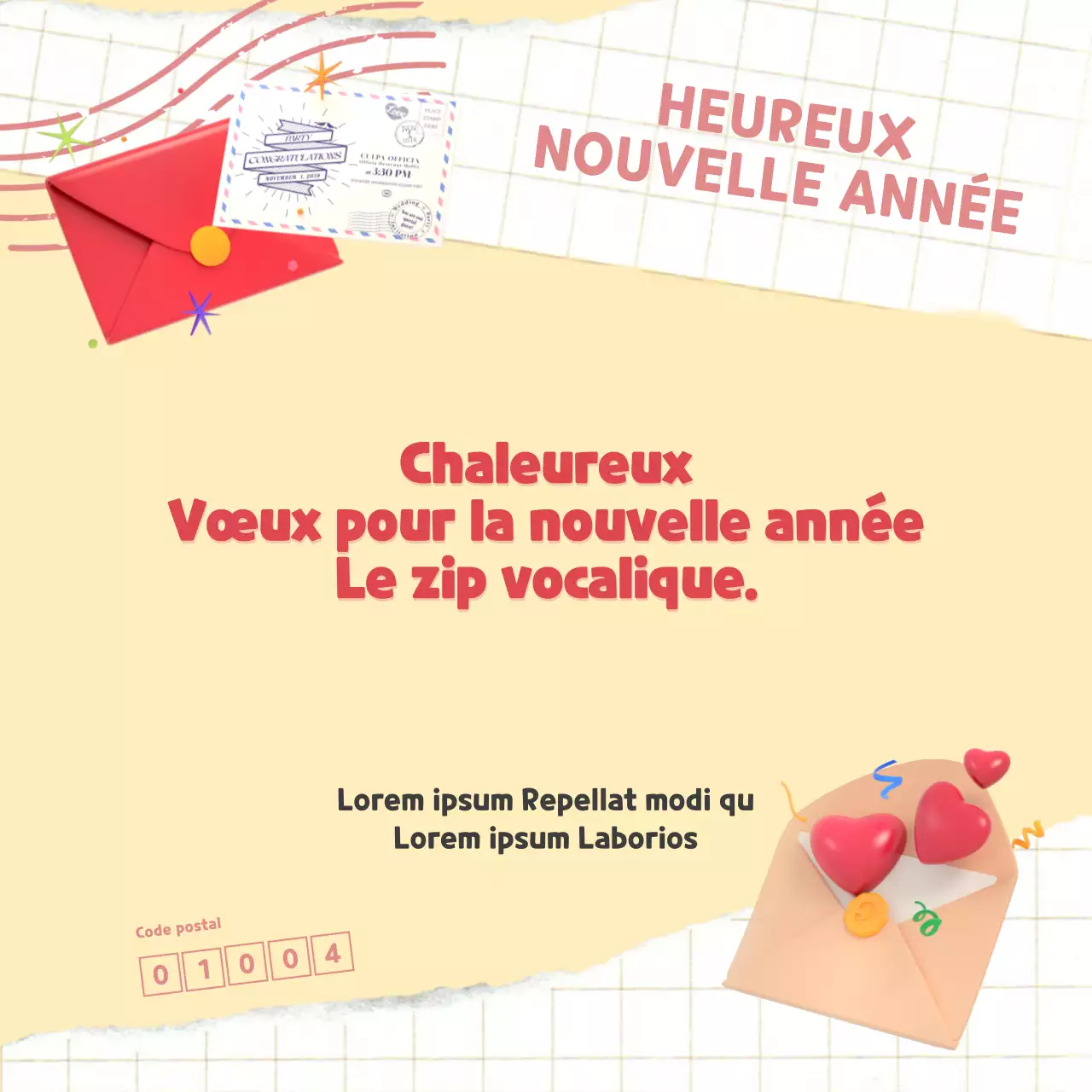 Une collection de vœux mignons pour le Nouvel An dans un concept de collage de lettres