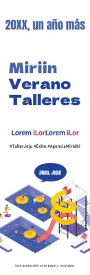 Estilo de ilustración sencillo en azul marino y azul claro Sobre el taller de verano