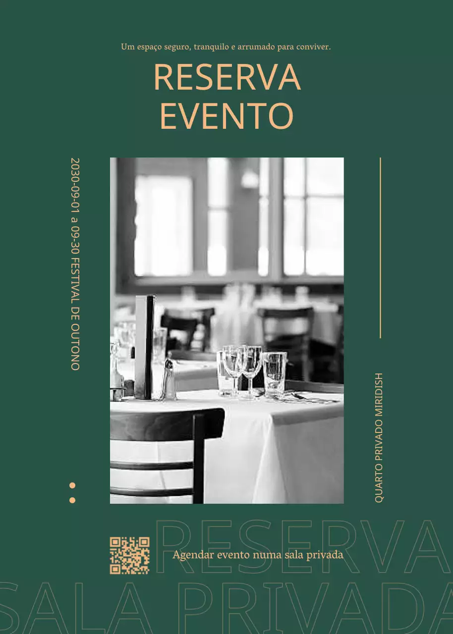 Um evento simples de reserva de jantar com um fundo verde escuro