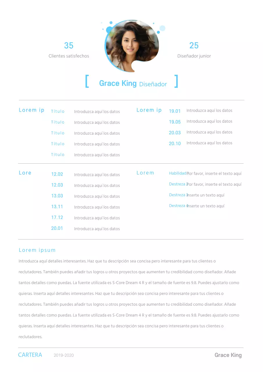 Carta de presentación sencilla en azul claro