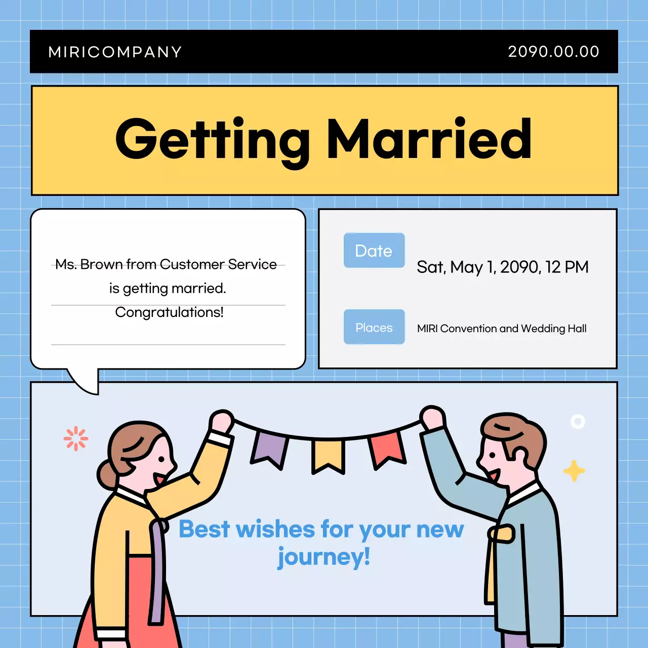 Anúncio simples de empresa em azul claro