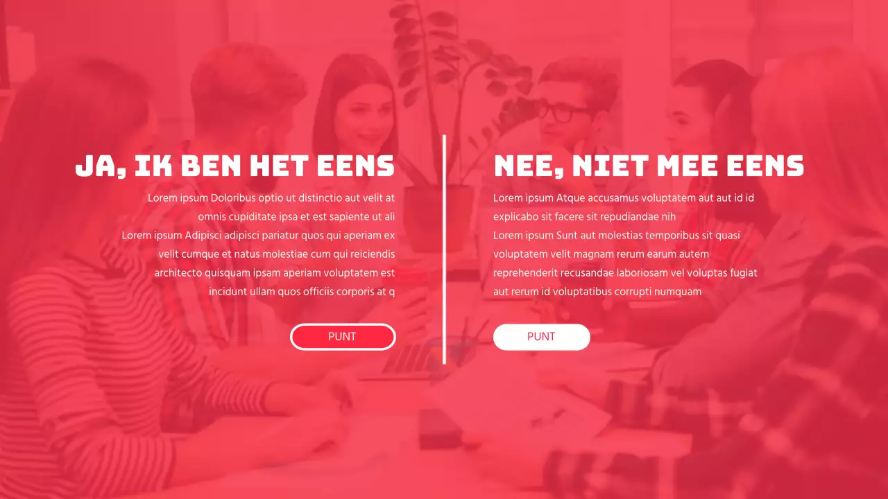 Discussiepresentatie van tekstmarkering en fotolay-out in rood