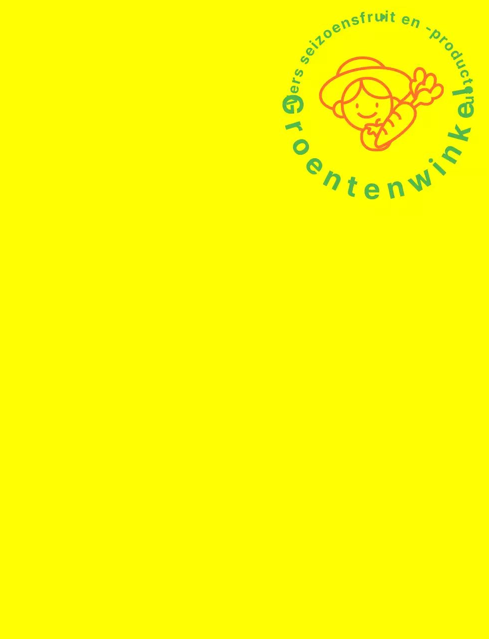 Groentenwinkel vest met eenvoudige lijnillustratie in geel groen en oranje