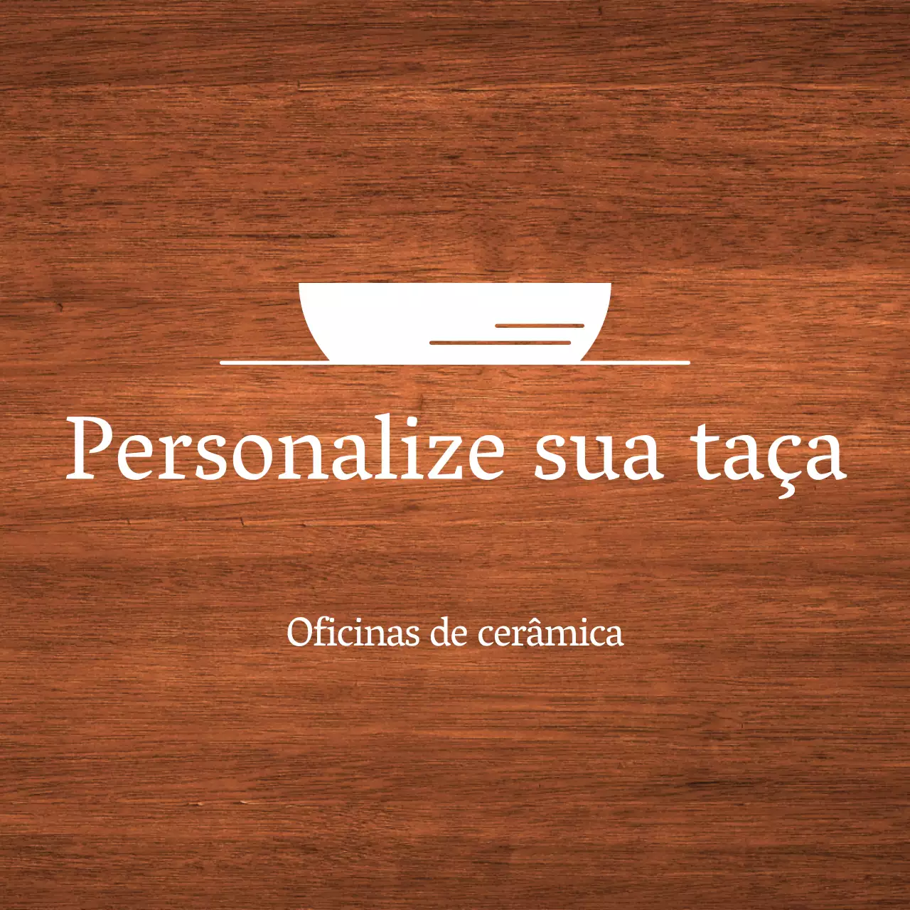 Um sinal simples de oficina com texto branco e uma ilustração de uma tigela