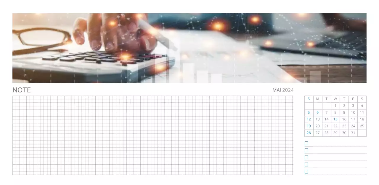 Calendrier de bureau blanc et simple