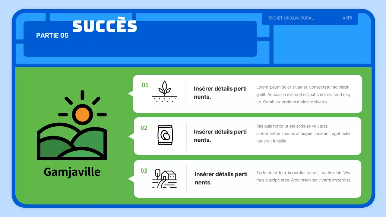 Proposition d'entreprise pour un village agricole de style jouet bleu clair