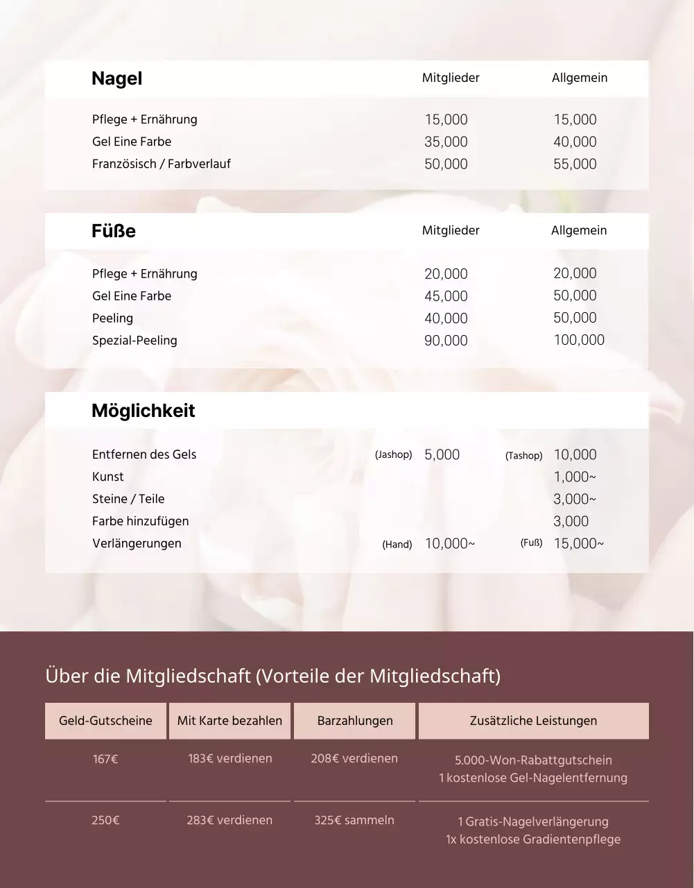 Ein sauberes Konzept Nagelstudio Promotion Thema mit getrockneten rosa Tönen.