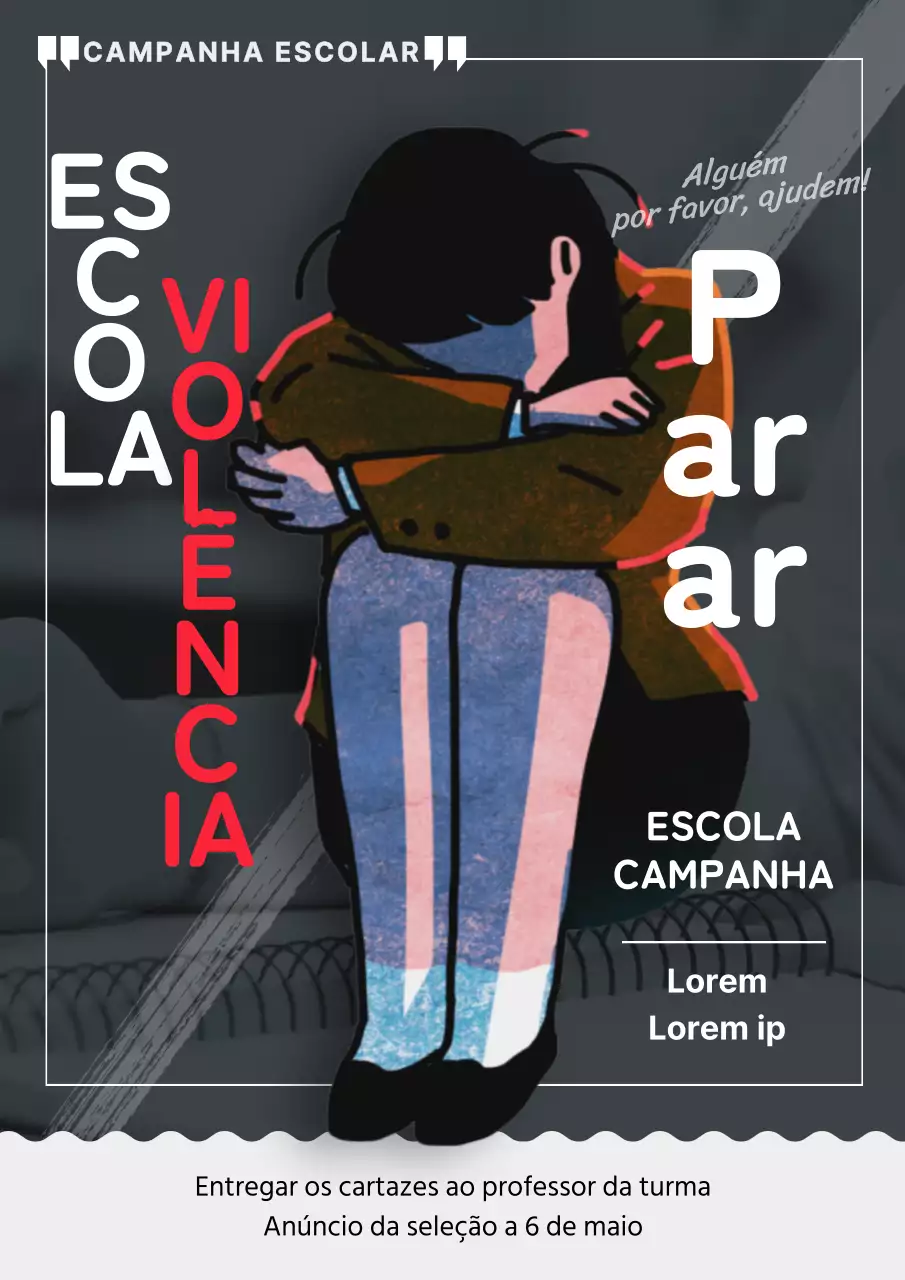 Campanha anti-bullying com pontos vermelhos sobre um fundo cinzento