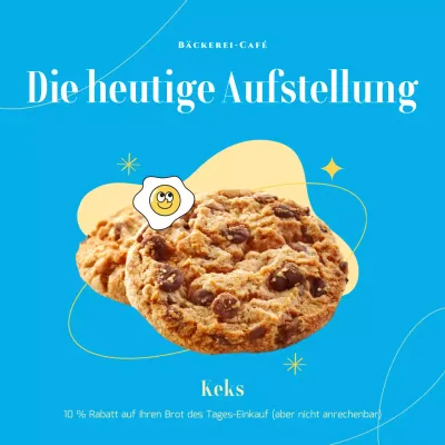 Die blau-gelbe Linie der Bäckerei für den Tag