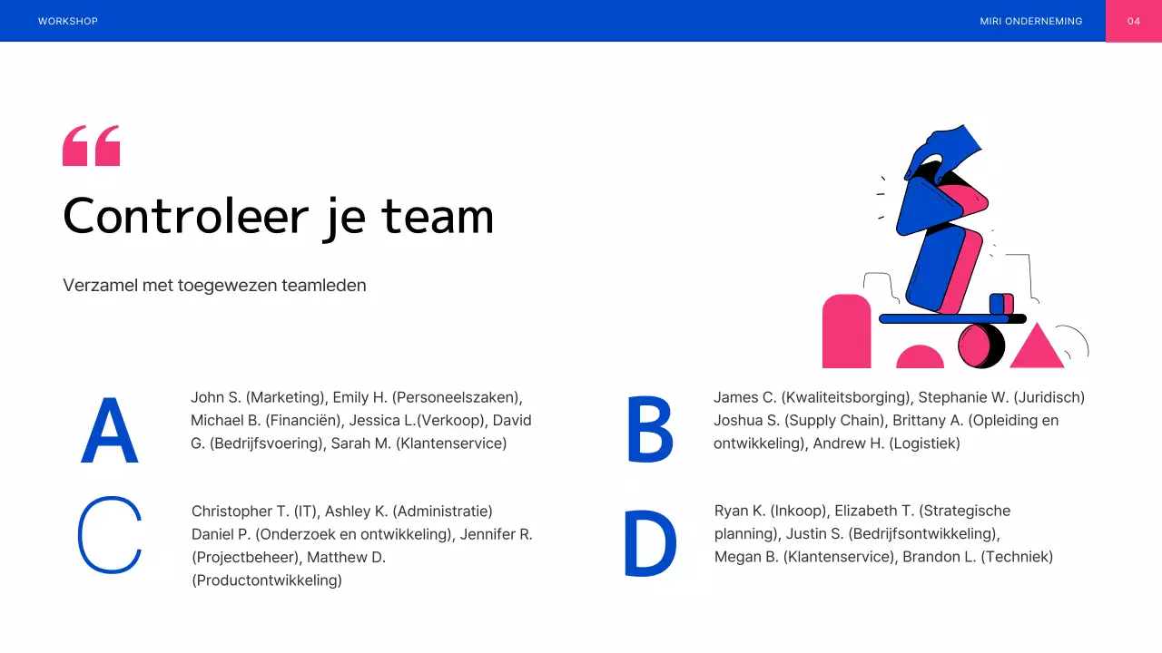 Blauw en roze geïllustreerde teambuilding workshop