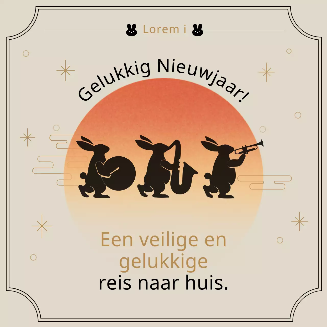 Nieuwjaarswensen voor het Jaar van het Konijn met lijst