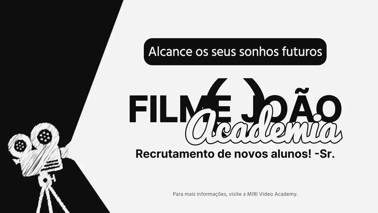 Conceito de filme a preto e branco para promover a Academia de Cinema