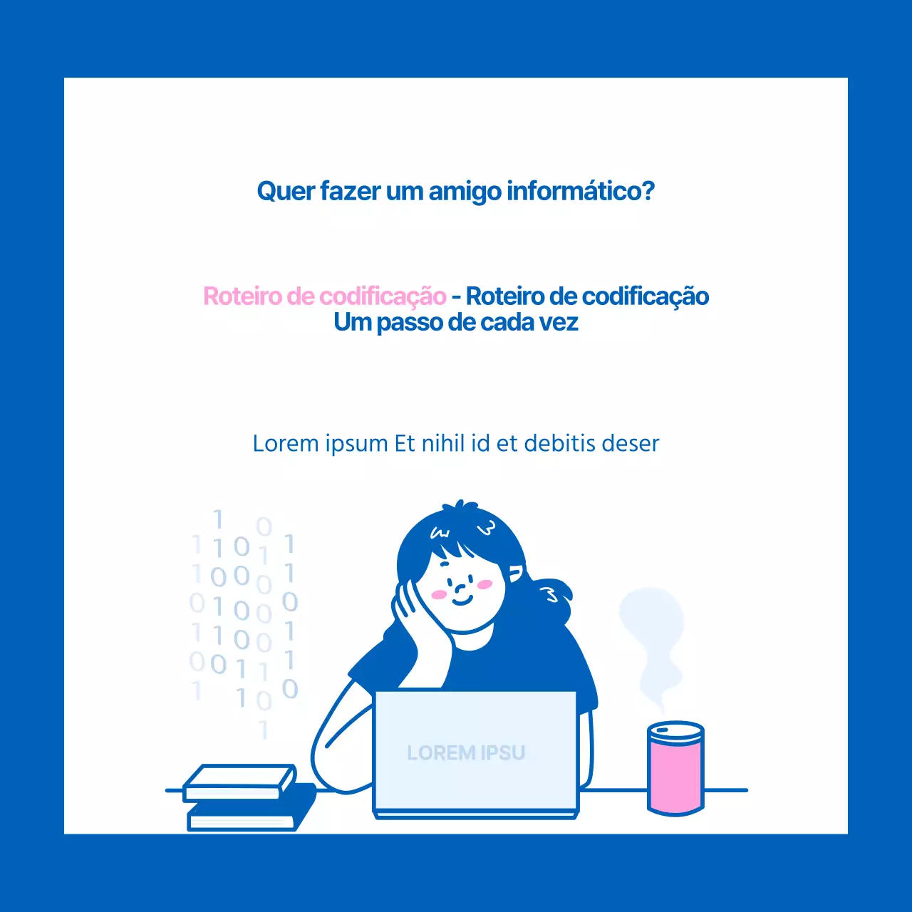Cartão do Dia do Programador com design inovador em azul e cor-de-rosa