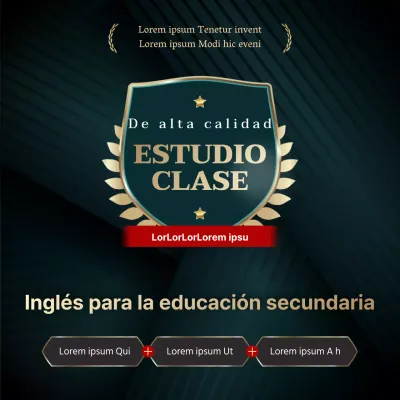 Turquesa oscuro y dorado con un lujoso concepto de etiqueta para un examen de ingreso en una escuela de inglés