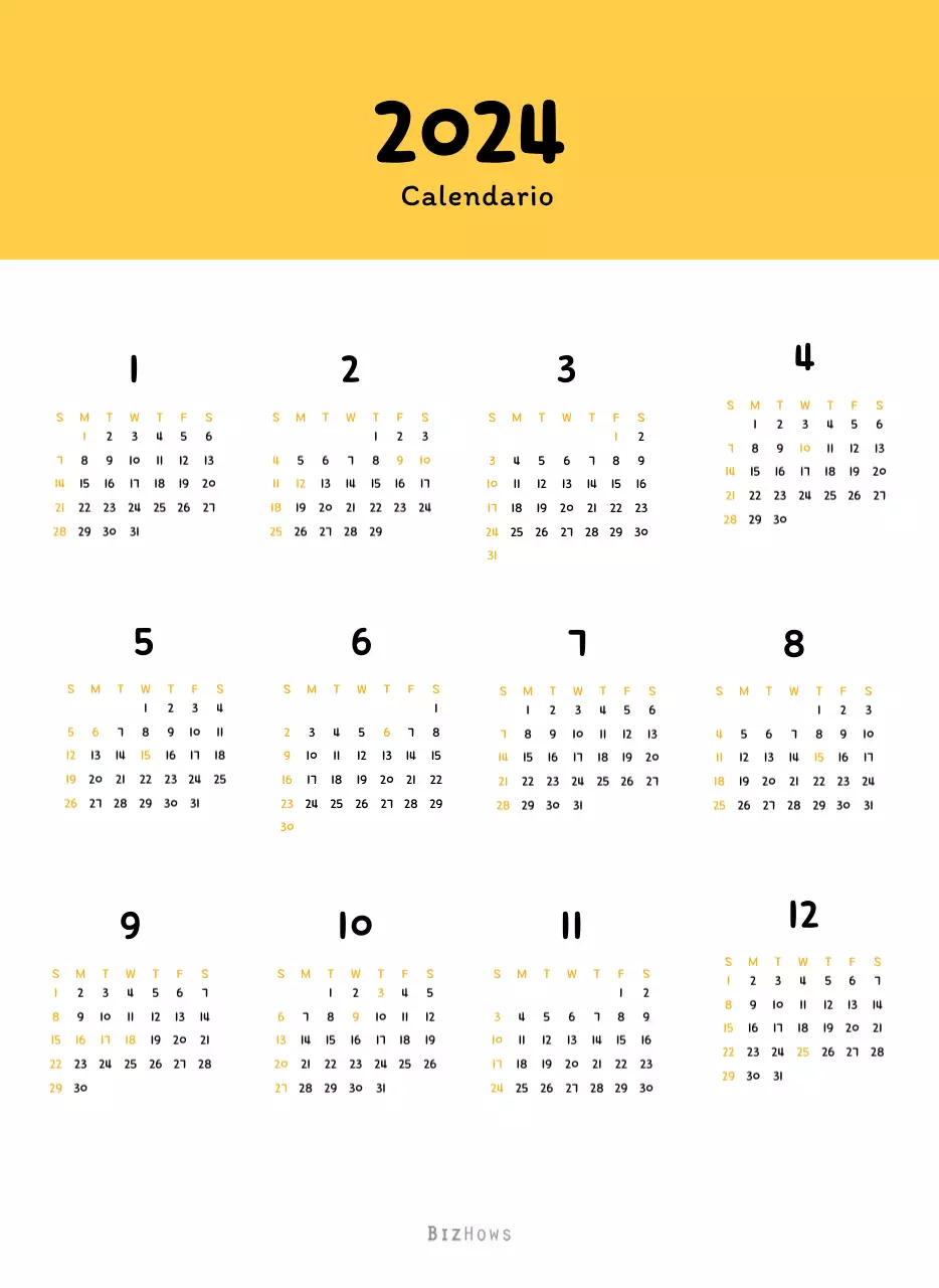 Calendario di Capodanno con simpatiche illustrazioni