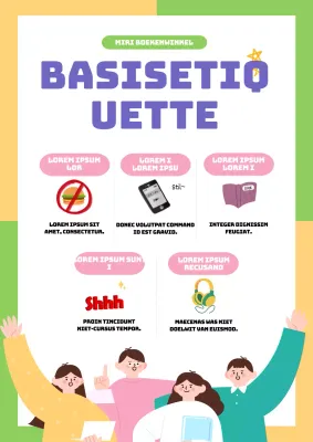 Basisstudie café etiquette met een schattige gele en groene achtergrond