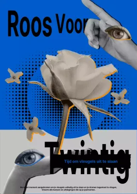 Collage Concept Coming of Age Day in Blauw en Grijs